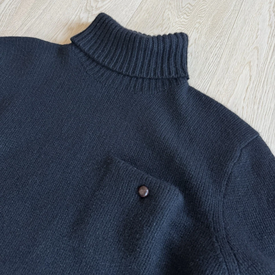 Suéter Polo Por Ralph Lauren 100% Lana Cachemira Cuello Tortuga Negro Talla L $298 Foto 3 de 4