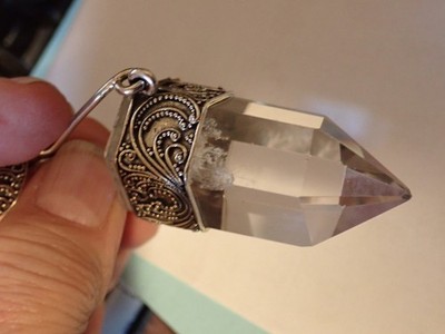 Quartz Crystal point Pendant in Sterling T6