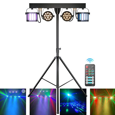 DJ Partylicht mit Mobile Stativ Discolicht Lichtanlage Komplettset Lichteffekt