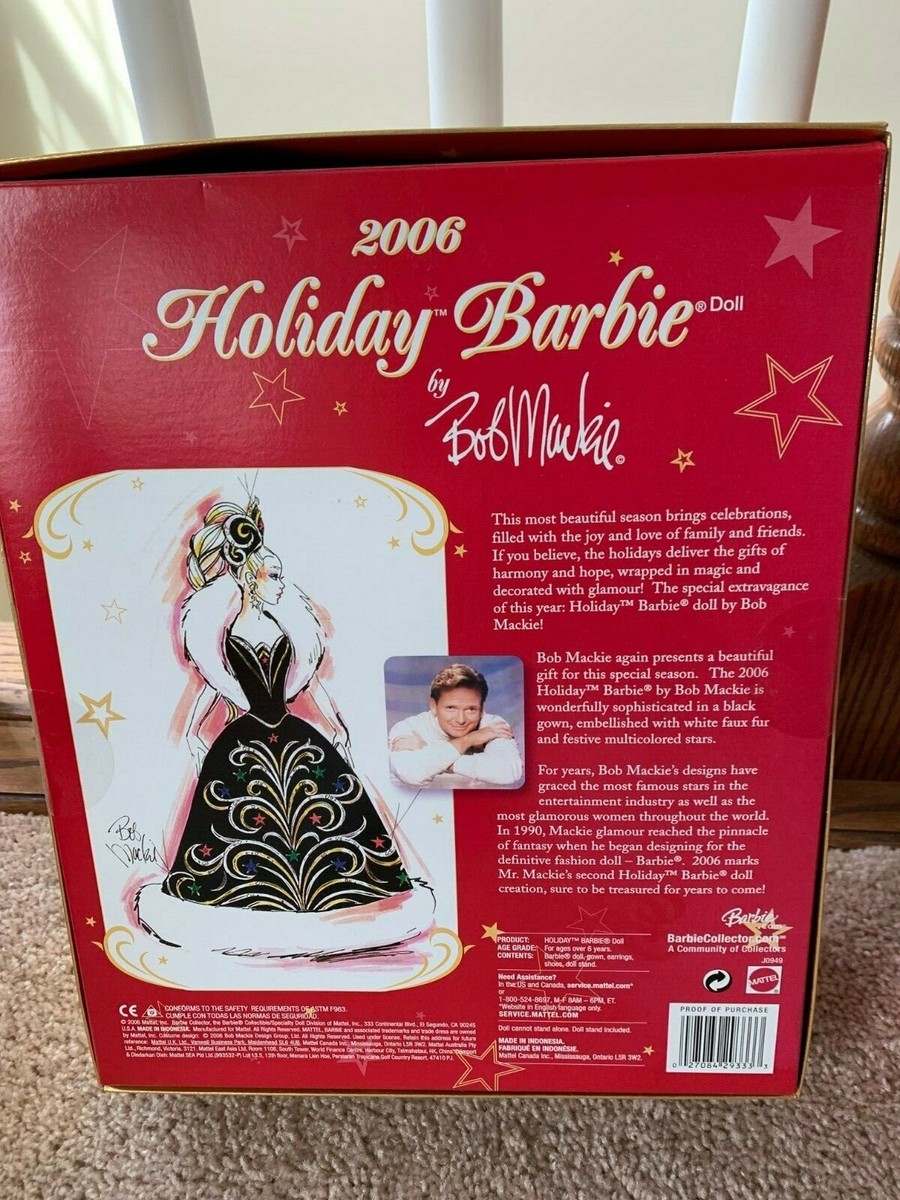 Barbie Holiday Edition Designed by Bob Mackie Black Dress 2006 NIB