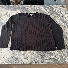 White Stag Pullover Sweater Large Black Round Neck Long Sleeve Acrylic Casual