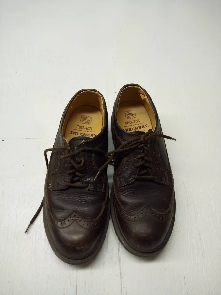 Sketchers Men Brogue Oxford Dress Shoe Dark Brown Leather Size 9 SN 7460