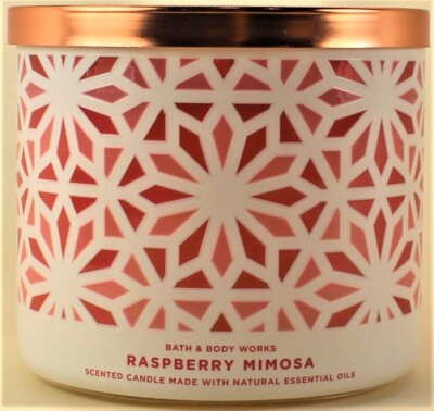 Bath & Body Works White Barn RASPBERY MIMOSA 3 Wick 14.5 Oz Scented Candle