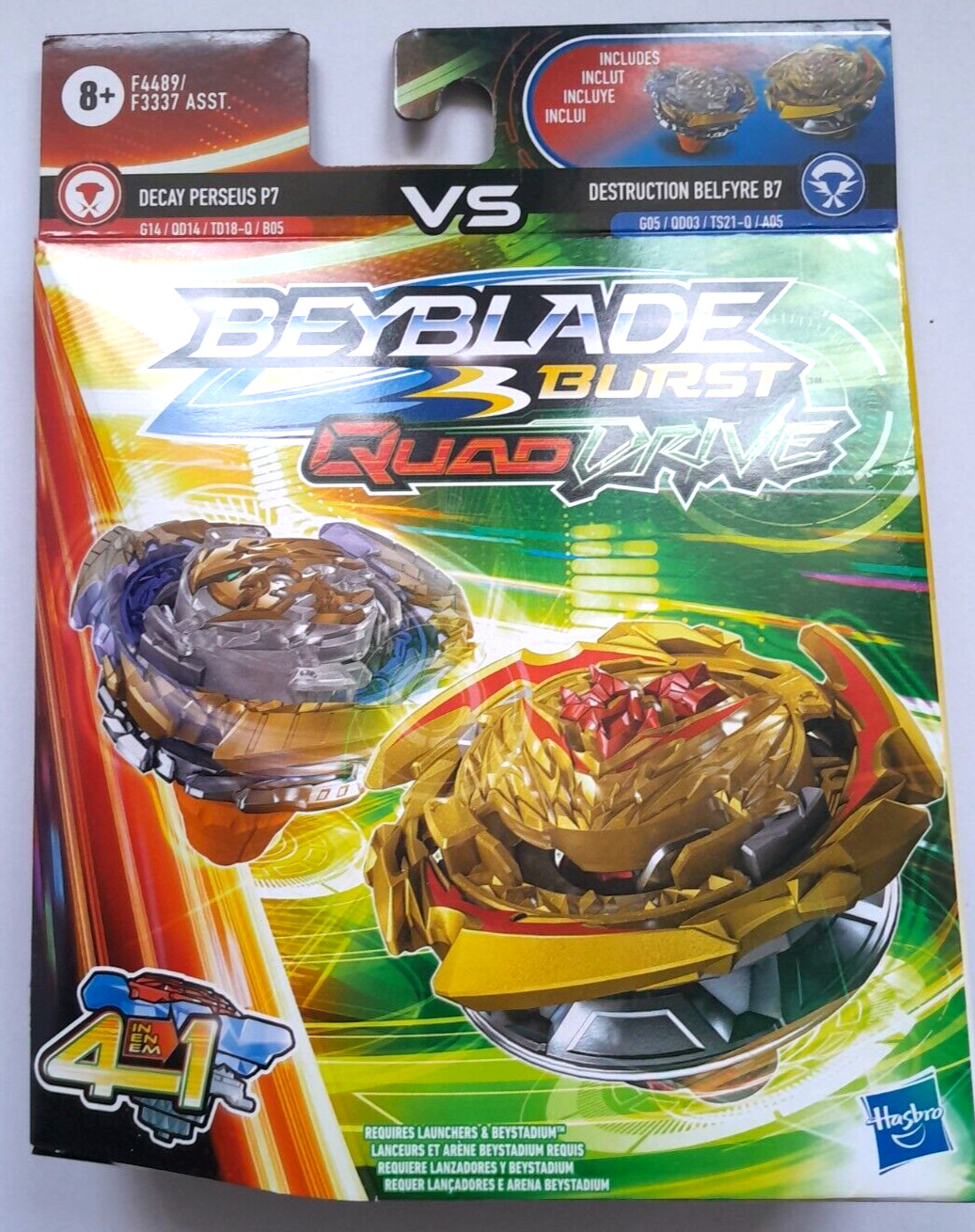 Beyblade Burst Quaddrive - Decay Perseus P7 Vs Destruction Belfyre B7 - Hasbro