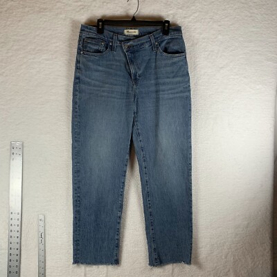 Madewell The Mid-Rise Perfect Vintage Jeans Womens 29 Cross Tab Frayed Hem 9765