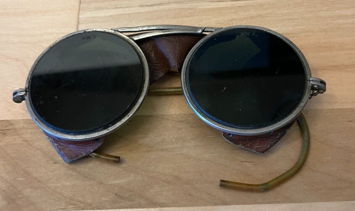 Wilson Welders WW3 Safety Glasses - Round Green Lens Steampunk c 