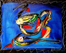 COFFEE TIME Abstract Modern CANVAS Original Oil Painting WERG5