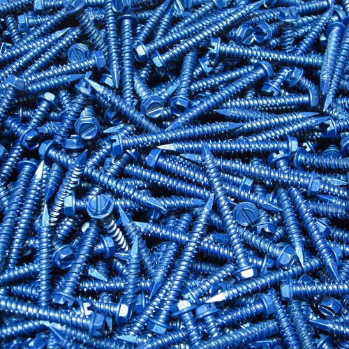 (2,500) 3/16" X 1-1/4" Hex Washer Head Masonry Concrete Screw Tapcon Anchor Blue - Picture 5 of 6