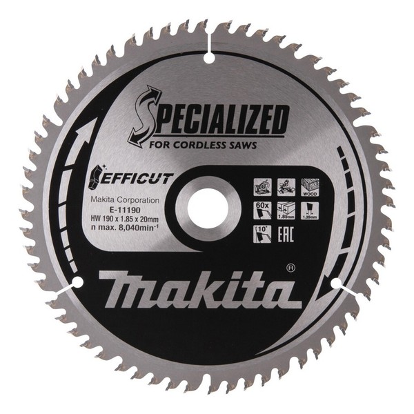 Makita SäGeblatt 190X1,85X20Mm 60Z Efficut Holz Akku GehrungssäGe E-11190-image