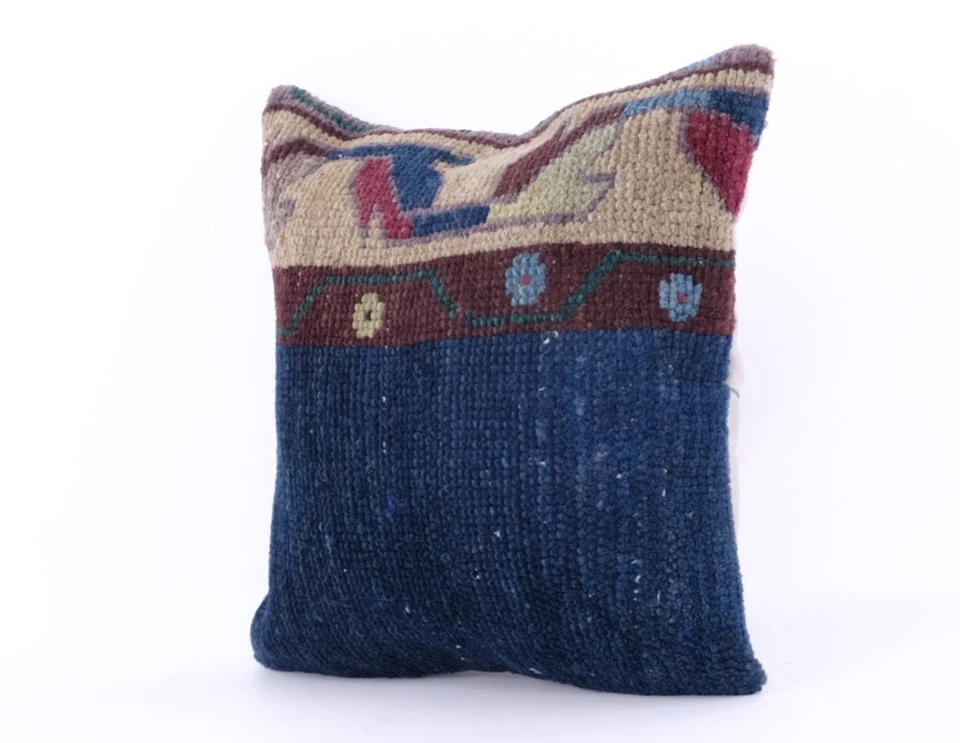 Hand Woven Kilim Rug Pillow Case Vintage Handmade Jute Throw Cushion Cover - Image 2 of 4