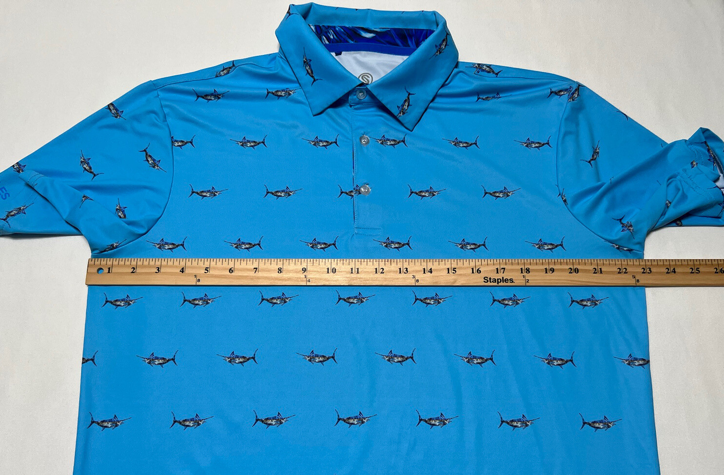 Scales Golf Polo Marlin Fish Print Size Medium Blue P… Gem