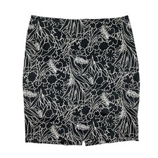 New York & Company Women's Stretch Floral Patterned Black And White Skirt Sz 12