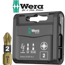 Wera BTH 20 Piece Gold Extra-Hard PZ2 x 25mm Bi-Torsion Screwdriver Bits, 057762