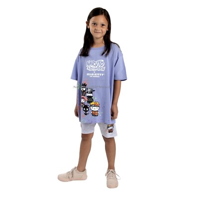 Hello Kitty x Naruto Girls Set Size 4-16 T Shirt Top Shorts My Melody Sanrio NWT
