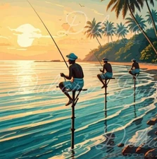 Stick fisherman Digital Image Wallpaper Photo Background Art Desktop Picture
