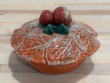 Vintage MCM California Pottery Covered Rust Colored Leaf Casserole Dish USA #815