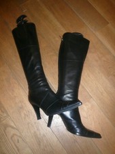 Bottes Cuir Vintage I.BOSSI Italie - Taille 39 (EUR) - Noir - Talon Haut 7+ Cm - Occasion Excellente