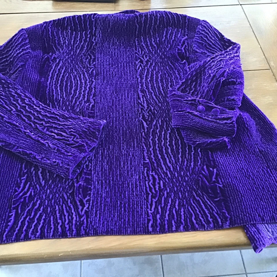 Chaqueta de Terciopelo Great Cavalier De Colección Acanalada Poli Aplastado Talla L Bolsillos Púrpura Foto 4 de 4