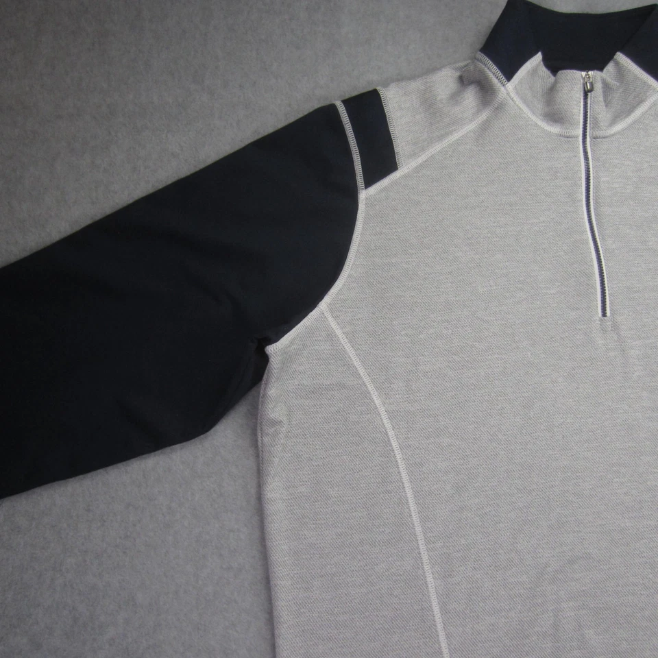 Michigan Wolverines Pullover Mens XL Gray Navy Antiqua 1/4 Zip Golf Sweater - Image 3 of 4