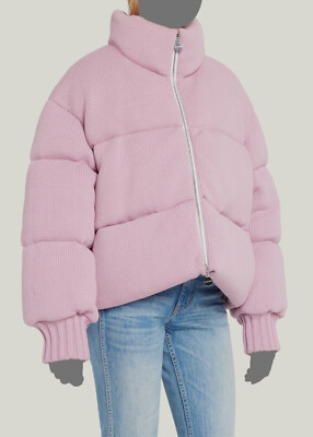 $1480 Ienki Ienki Women's Pink Cotton Rope-Knit Puffer Jacket Size Small