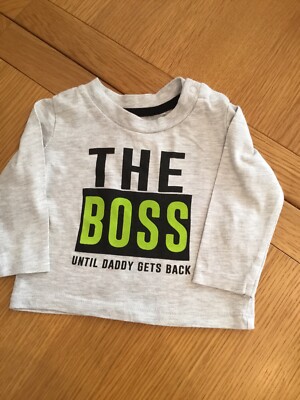 THE BOSS Until Daddy Gets Back Baby Jungen Primark T-Shirt Oberteil Alter 3-6 Monate