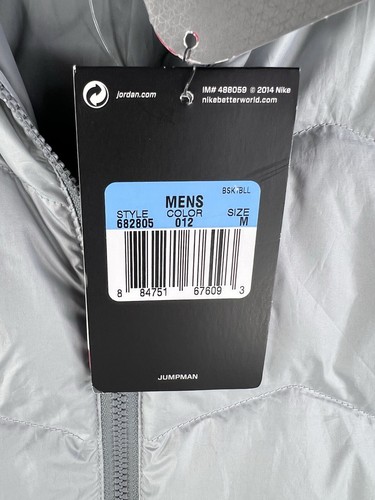 Men's Medium Jordan 550 Fill Down Vest Gray Full Zip 682805 012 Zip Pockets - Picture 6 of 16