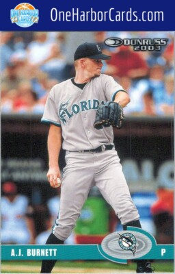 2003 Donruss Florida Marlins Baseball Card #283 A.J. Burnett | eBay