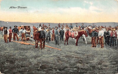 After Dinner Cowboys on the Range Chuck Wagon 1908 Postcard 8316 | eBay