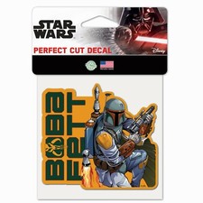 BOBA FETT MANDALORIAN STAR WARS PERFECT CUT VINYL DECAL 4"X4" DISNEY LICENSED