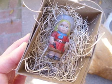 New 3D Dresden Paper Christmas Ornament Mini Cowgirl w Gun Lasso Fringe Hat 2"