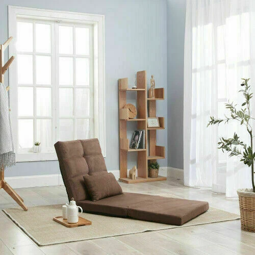 Tri-Fold Fold Down Chair Lounger Convertible Sleeper Bed Couch 5 Position Brown - Image 2 of 4