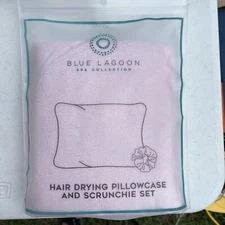 Blue Lagoon Spa Collection, Hair Drying Pillowcase And Scrunchie Set New White