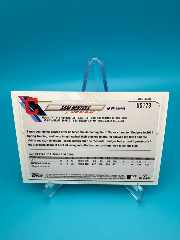 2021 Topps Update Series - Sam Hentges #US173 (RC) - Image 2 of 2