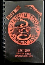 Vintage Guns N' Roses / Metallica 1992 Stadium Tour Itinerary.
