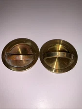Vintage Rare 2 Brass Inset Flush Drawer Handles Chest Box Spares PARTS