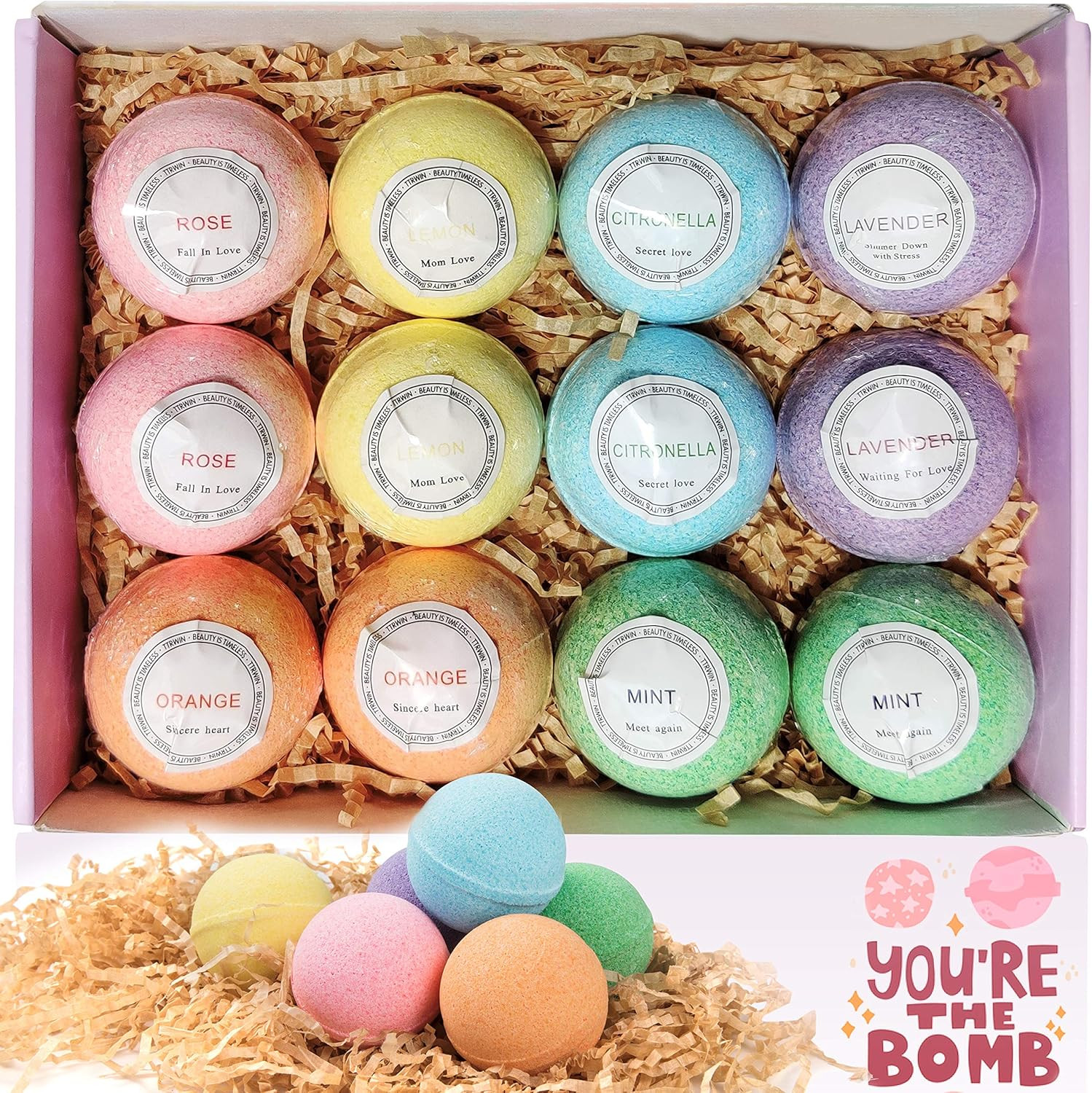 Bath Bombs Gift Set 12 Pack Natural Vegan Fizzy Spa Bubble Bath Essential Oils