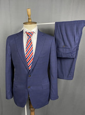 Suitsupply S-Men's Blue Wool  hecked 2 Piece Suit Size 52