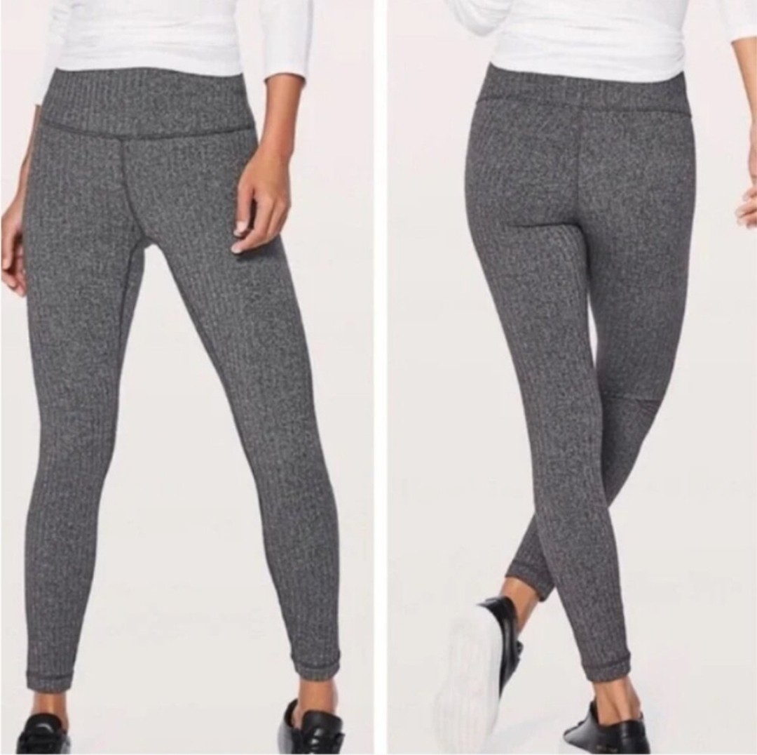 Athleta Chaturanga Gray Herringbone Pattern Leggi… - image 1