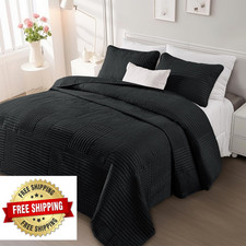 Whale Flotilla Twin Quilt Set Lightweight Microfiber - Black