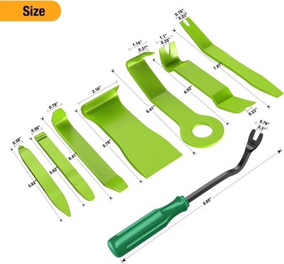 GOOACC 8PCS Auto Trim Scratch Removal Tool Car Audio Panel Tool Kit- 8PCS Green