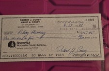 Bob Cousy  Personal Check Signed Autographed Boston Celtics  Basketball 