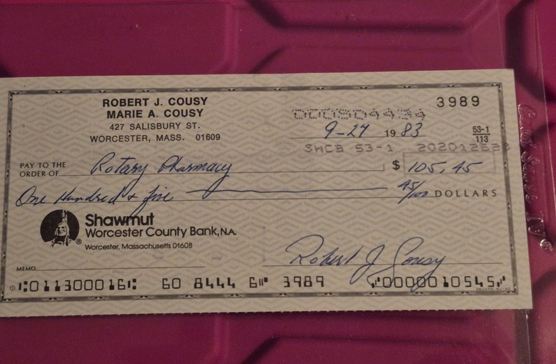 Bob Cousy  Personal Check Signed Autographed Boston Celtics  Basketball 