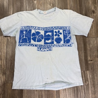 Vtg Hawaii T Shirt  Hi Cru by Stedman Poly Tee Grunge Flaws Thin Size M