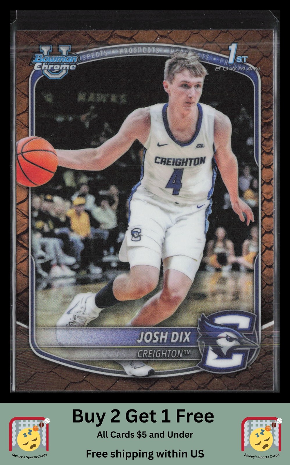 2025-26 Bowman Chrome Prospects Josh Dix #BCP-17 Reptilian Refractor