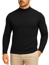Mens Long Sleeve Mock Turtleneck Pullover Soft Cotton Casual Bryle Winter Top