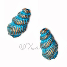 Conch Seashell Beads 15mm Blue Copper Beach Spacers B8515 - 10, 20 Or 50PCs