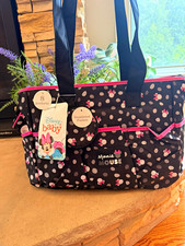 Disney Baby Minnie Mouse Large Diaper Bag Gift Set Tote Polka Dot Black/Pink
