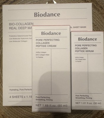 BIODANCE Collagen Pore Perfecting Peptide Serum & Cream and 4 Bio-Collagen Masks