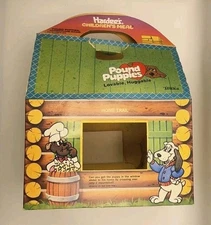 1987 Hardee’s Pound Puppies Mountain Cabin Kids Meal Box + Games Tonka Vintage