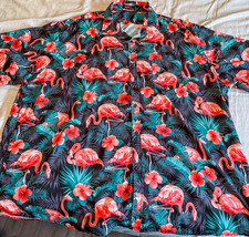 Men's Matching Tropical Set Flamingo Hibiscus Print Shirt Shorts 4XL